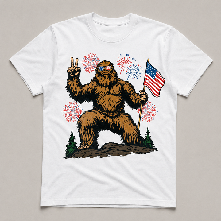 Peace Out Patriotic Bigfoot T-Shirt - Independence Day Gifts For Bigfoot Lovers, Dad, Brother, Grandpa NCU0VL105