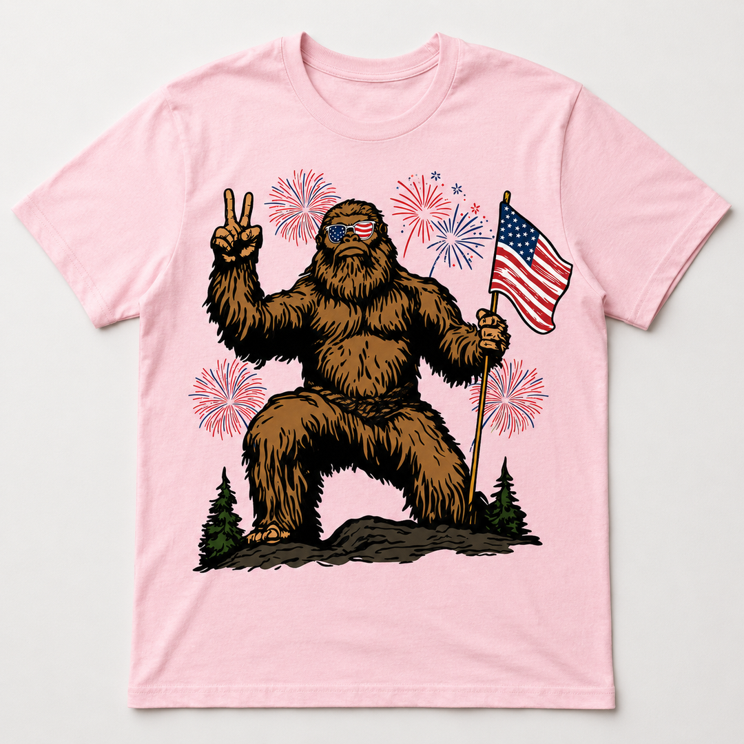 Peace Out Patriotic Bigfoot T-Shirt - Independence Day Gifts For Bigfoot Lovers, Dad, Brother, Grandpa NCU0VL105