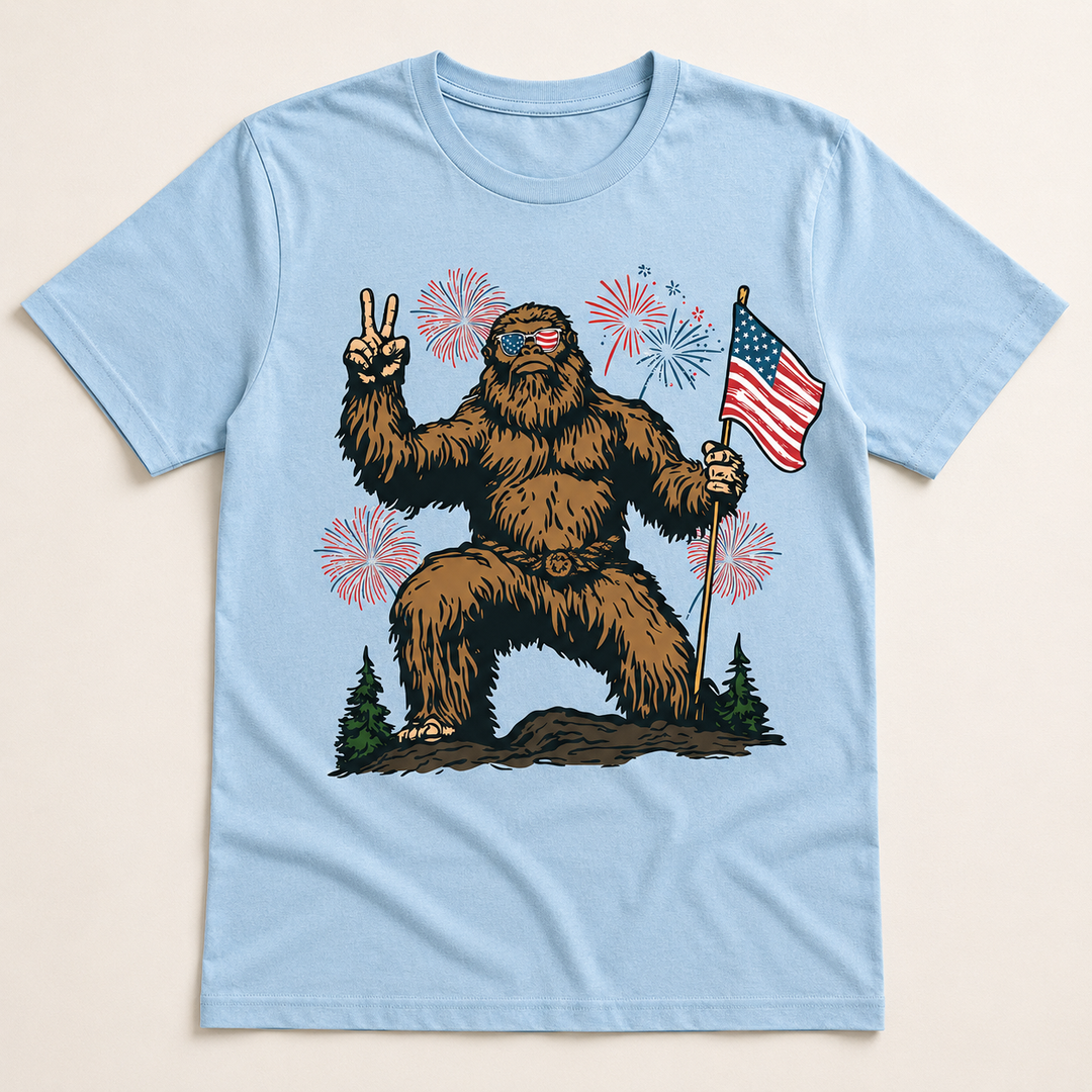 Peace Out Patriotic Bigfoot T-Shirt - Independence Day Gifts For Bigfoot Lovers, Dad, Brother, Grandpa NCU0VL105