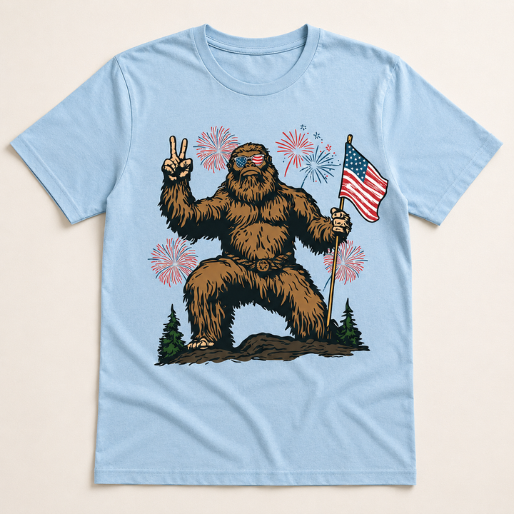 Peace Out Patriotic Bigfoot T-Shirt - Independence Day Gifts For Bigfoot Lovers, Dad, Brother, Grandpa NCU0VL105