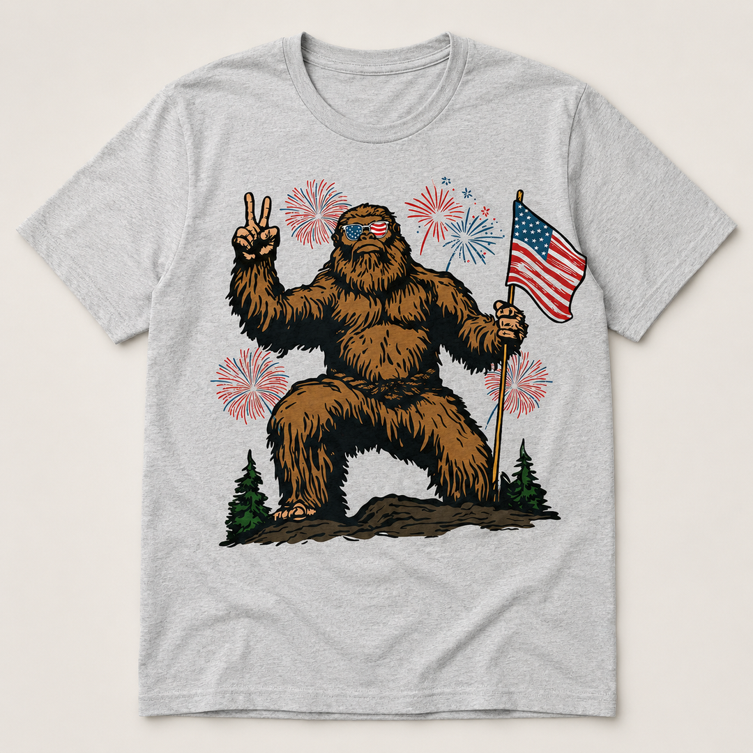 Peace Out Patriotic Bigfoot T-Shirt - Independence Day Gifts For Bigfoot Lovers, Dad, Brother, Grandpa NCU0VL105