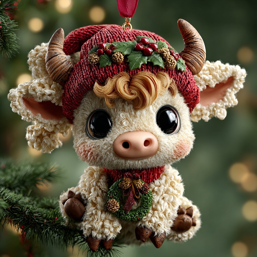 Peaceful Cow Mica Ornament NCU0NL191