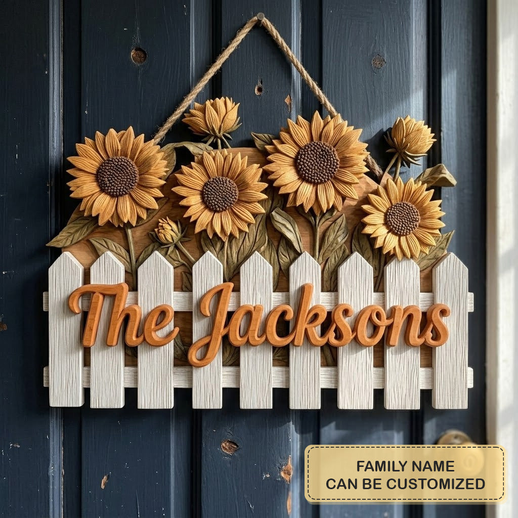 Picket Bloom Personalized Custom Door Sign AGC0VL052