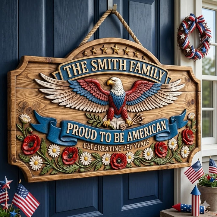 Proud American Eagle Personalized Custom Door Sign AGC0VL073