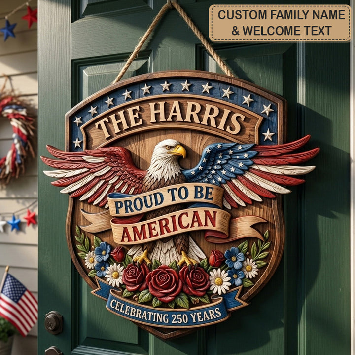 Proud American Shield Personalized Custom Door Sign AGC0VL092