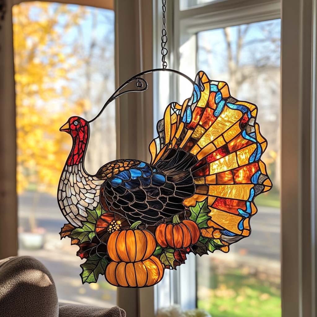 Pumpkin Harvest Turkey - Window Hanging Suncatcher NCU0PD101