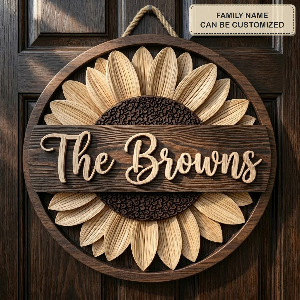 Rustic Bloom Personalized Custom Door Sign AGC0VL045