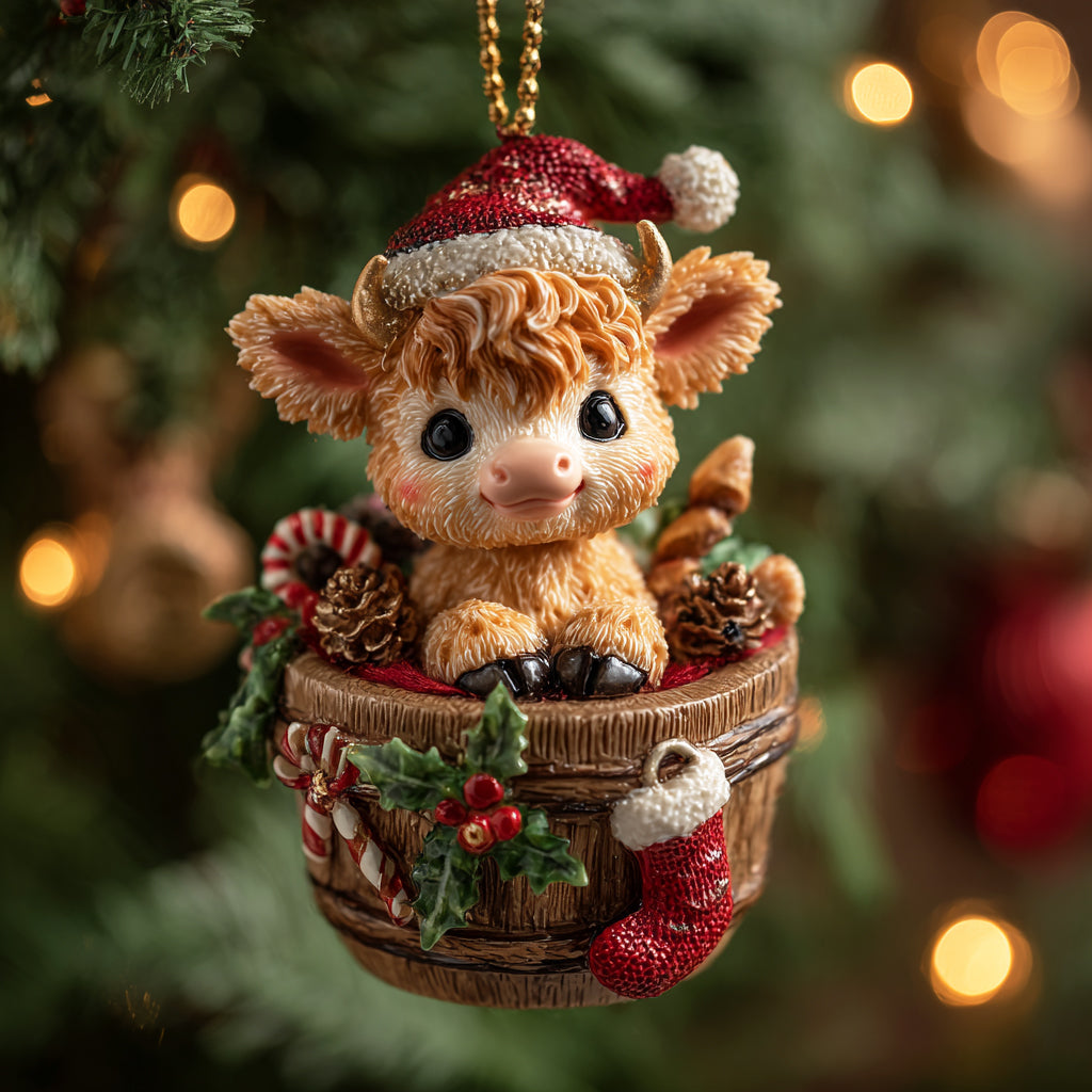 Santa Little Cow Mica Ornament NCU0HT060