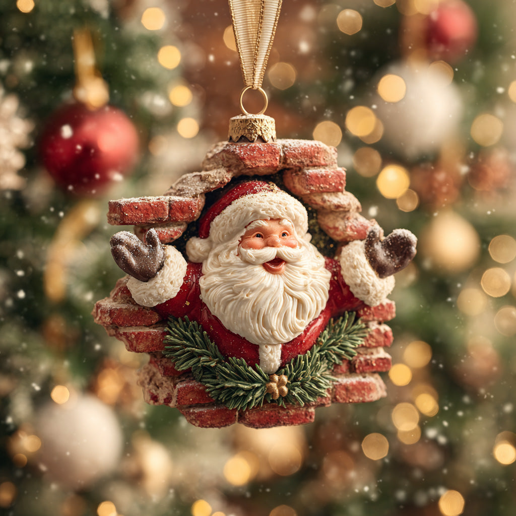 Santa Through Chimney Mica Ornament NCU0DH275