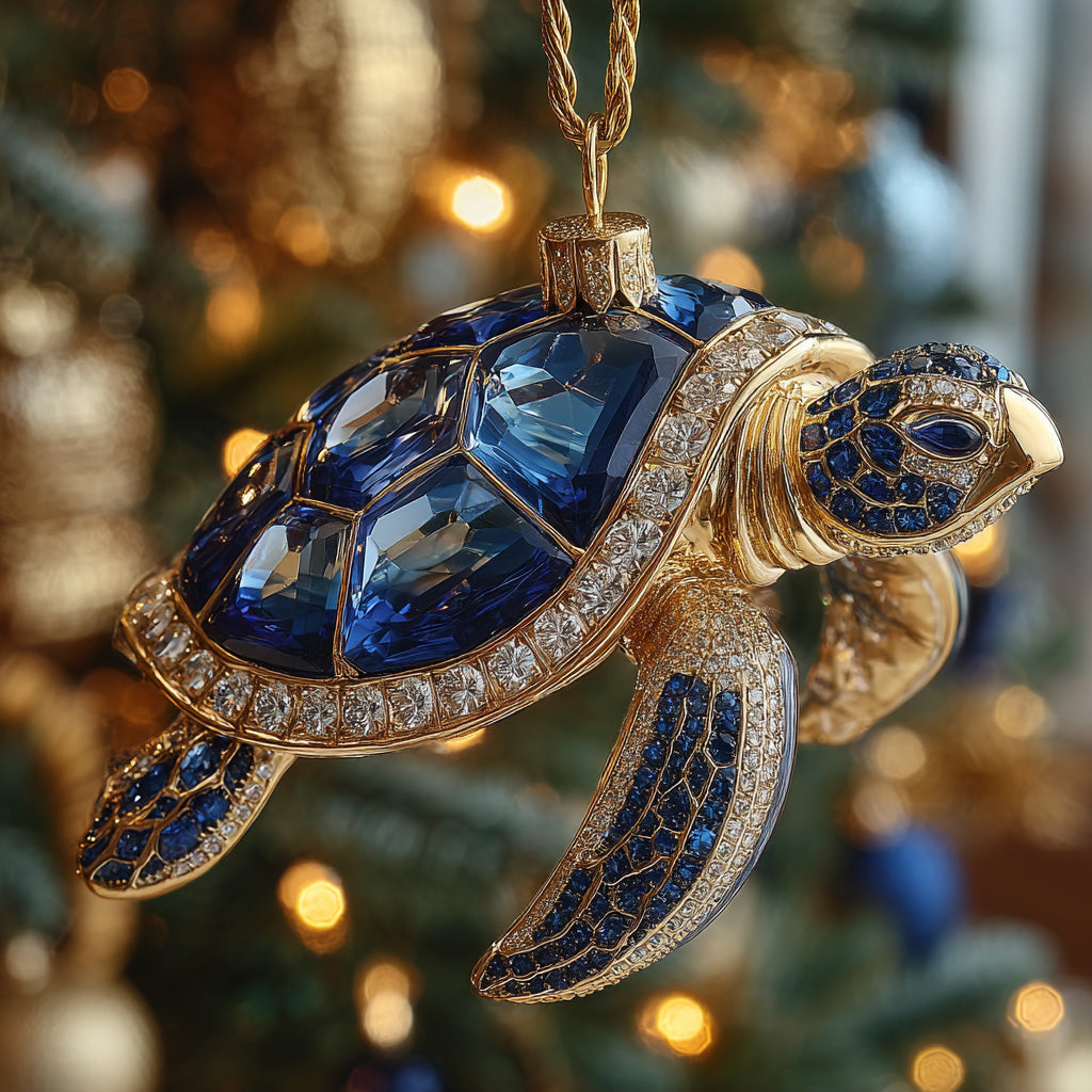 Sapphire Sea Turtle Mica Ornament NCU0DH203
