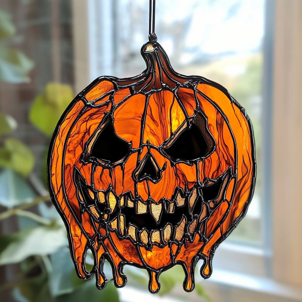 Scary Skull Pumpkin - Window Hanging Suncatcher NCU0PD111