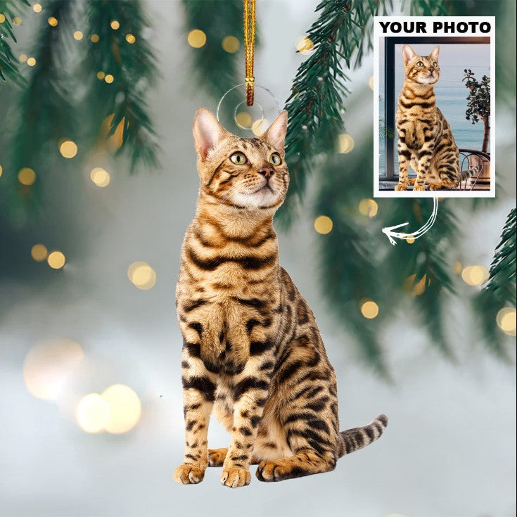 Catnip Christmas - Personalized Photo Mica Ornament - Christmas Gift For Cat Lovers, Cat Owners