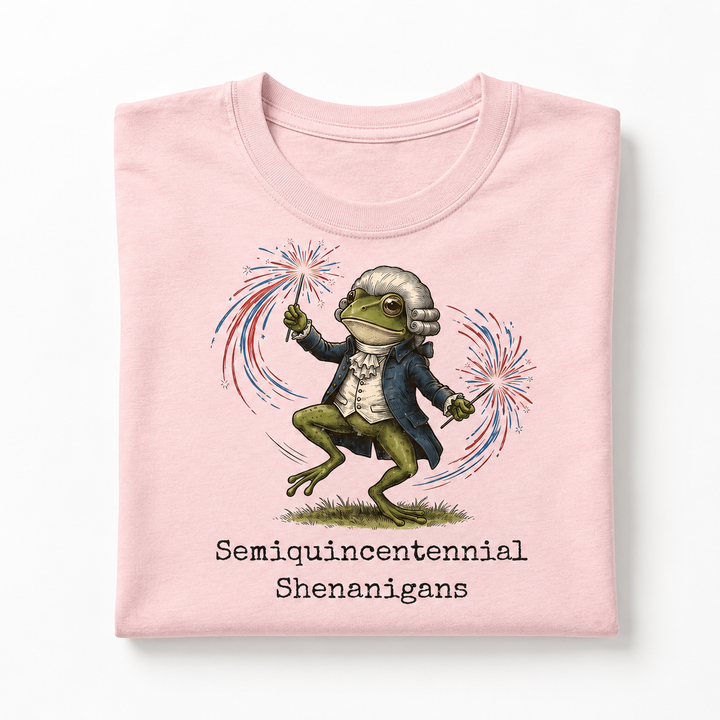 Semiquincentennial Shenanigans Frog T-Shirt  - America 250th Anniversary Gifts For History Lovers, Teachers, Dad NCU0VL102