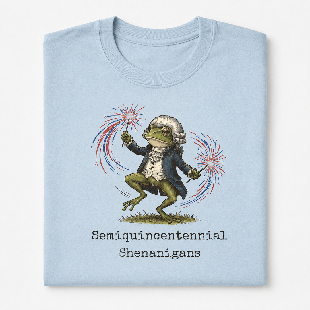 Semiquincentennial Shenanigans Frog T-Shirt  - America 250th Anniversary Gifts For History Lovers, Teachers, Dad NCU0VL102