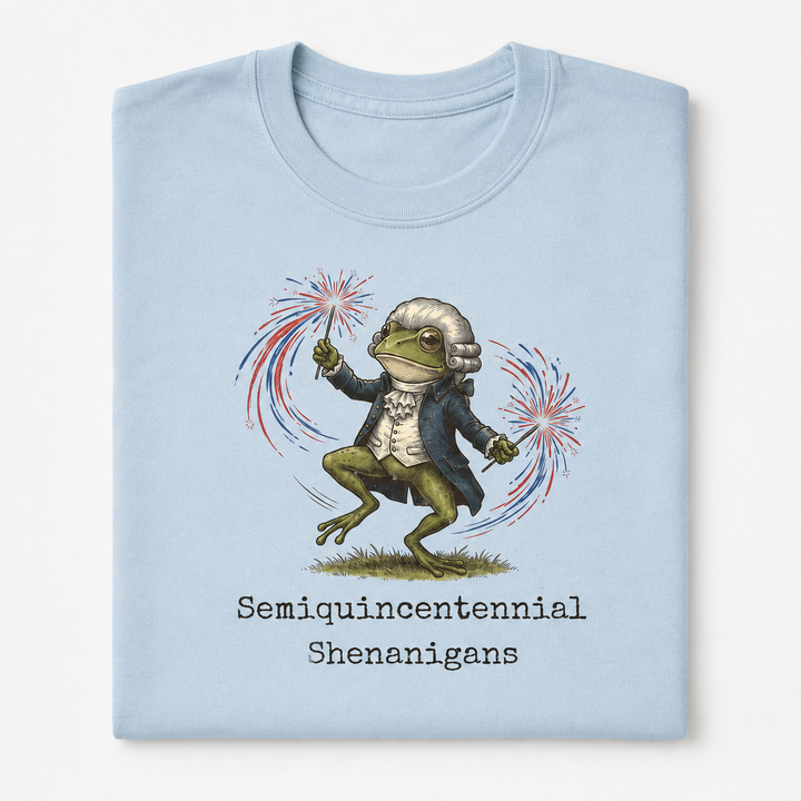 Semiquincentennial Shenanigans Frog T-Shirt  - America 250th Anniversary Gifts For History Lovers, Teachers, Dad NCU0VL102