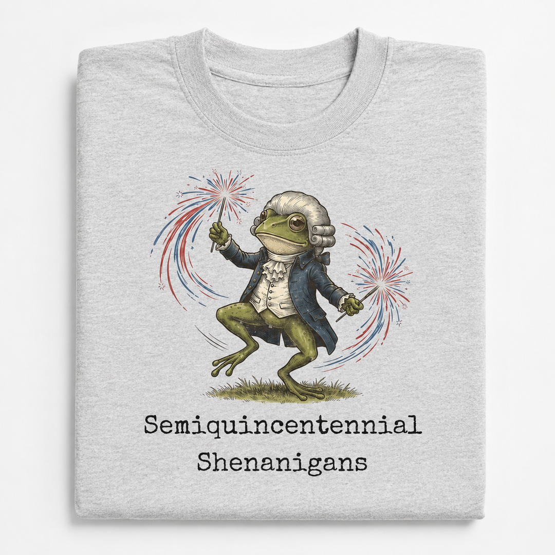 Semiquincentennial Shenanigans Frog T-Shirt  - America 250th Anniversary Gifts For History Lovers, Teachers, Dad NCU0VL102
