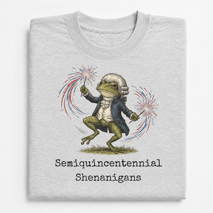 Semiquincentennial Shenanigans Frog T-Shirt  - America 250th Anniversary Gifts For History Lovers, Teachers, Dad NCU0VL102