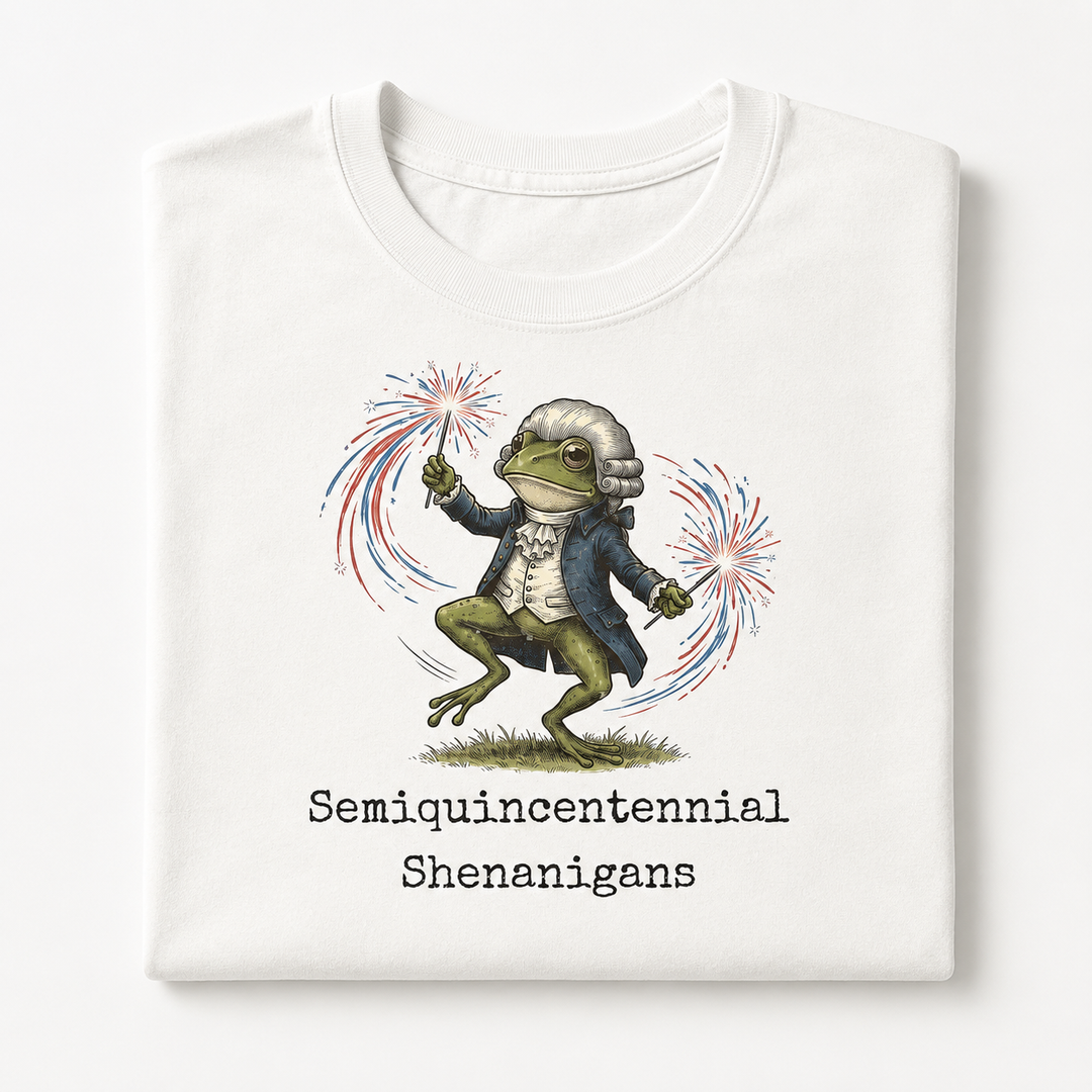 Semiquincentennial Shenanigans Frog T-Shirt  - America 250th Anniversary Gifts For History Lovers, Teachers, Dad NCU0VL102