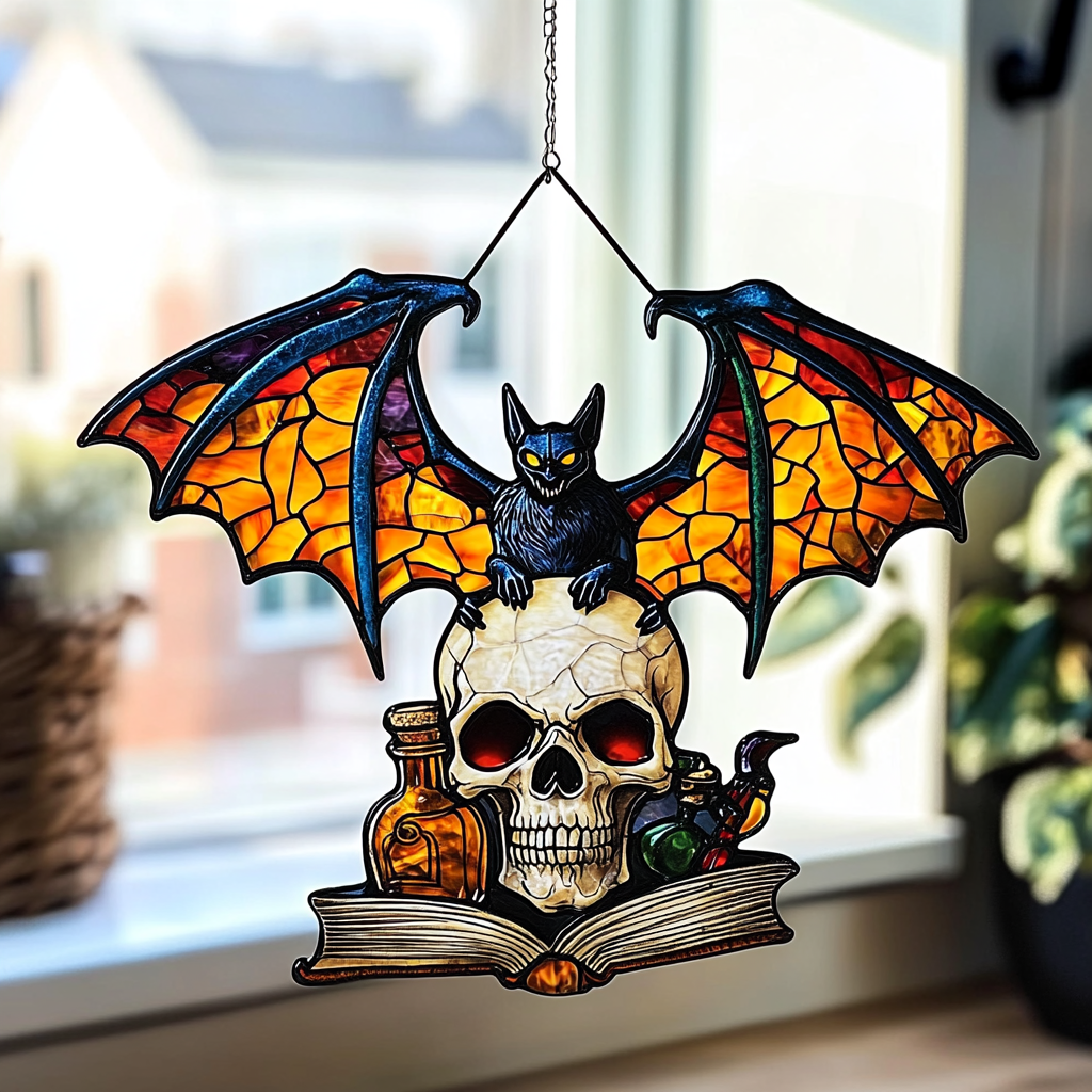 Shimmering Bat Skull - Window Hanging Suncatcher NCU0PD140