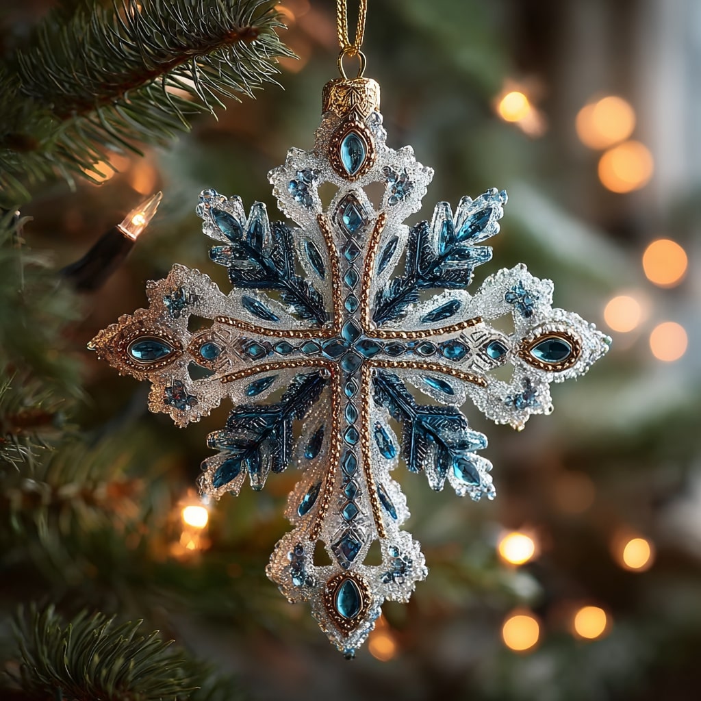 Snowy Cross Mica Ornament NCU0NL168