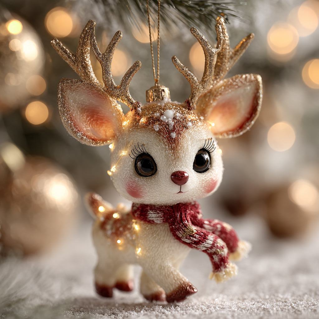 Snowy Deer Mica Ornament NCU0HT109