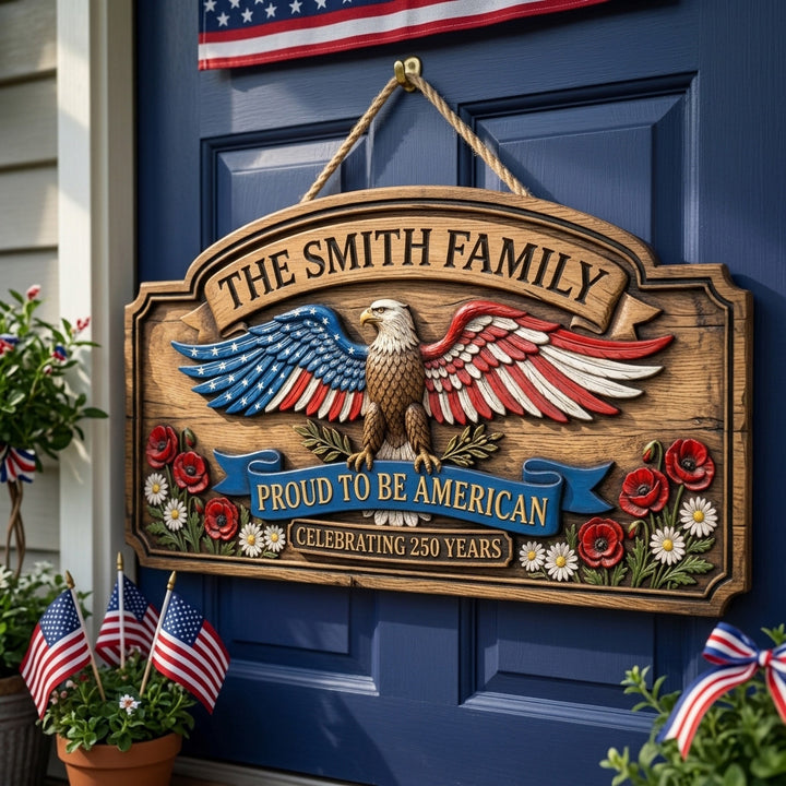 Soaring American Pride Personalized Custom Door Sign AGC0VL075