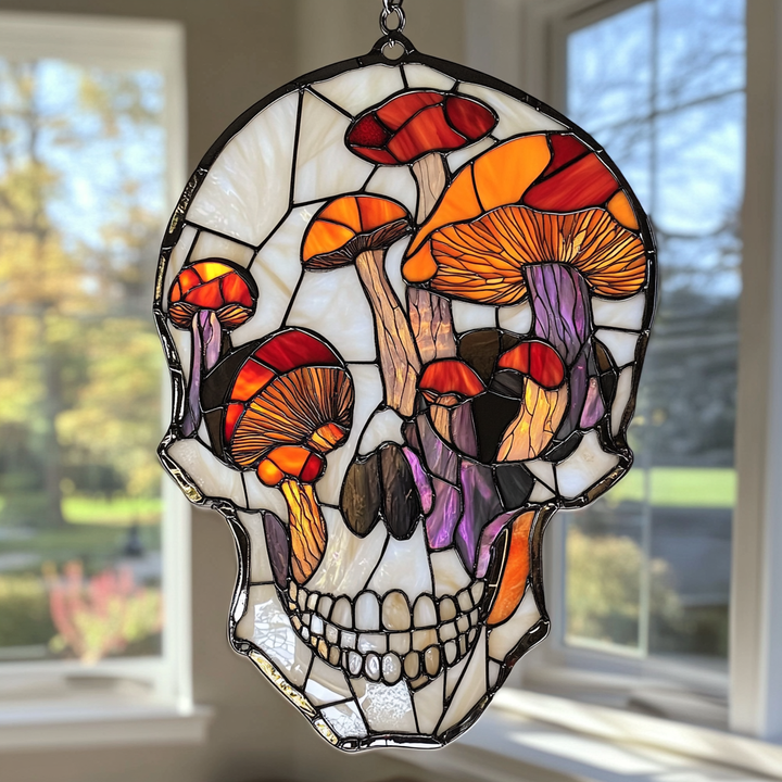 Spooky Skull Mushrooms - Window Hanging Suncatcher NCU0PD089