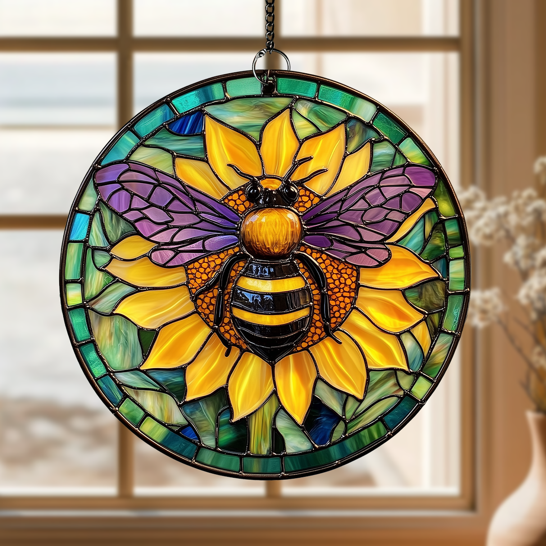 Sunlit Bumblebee - Stained Glass Window Hanging Suncatcher NCU0TH020