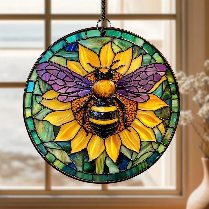 Sunlit Bumblebee - Stained Glass Window Hanging Suncatcher NCU0TH020