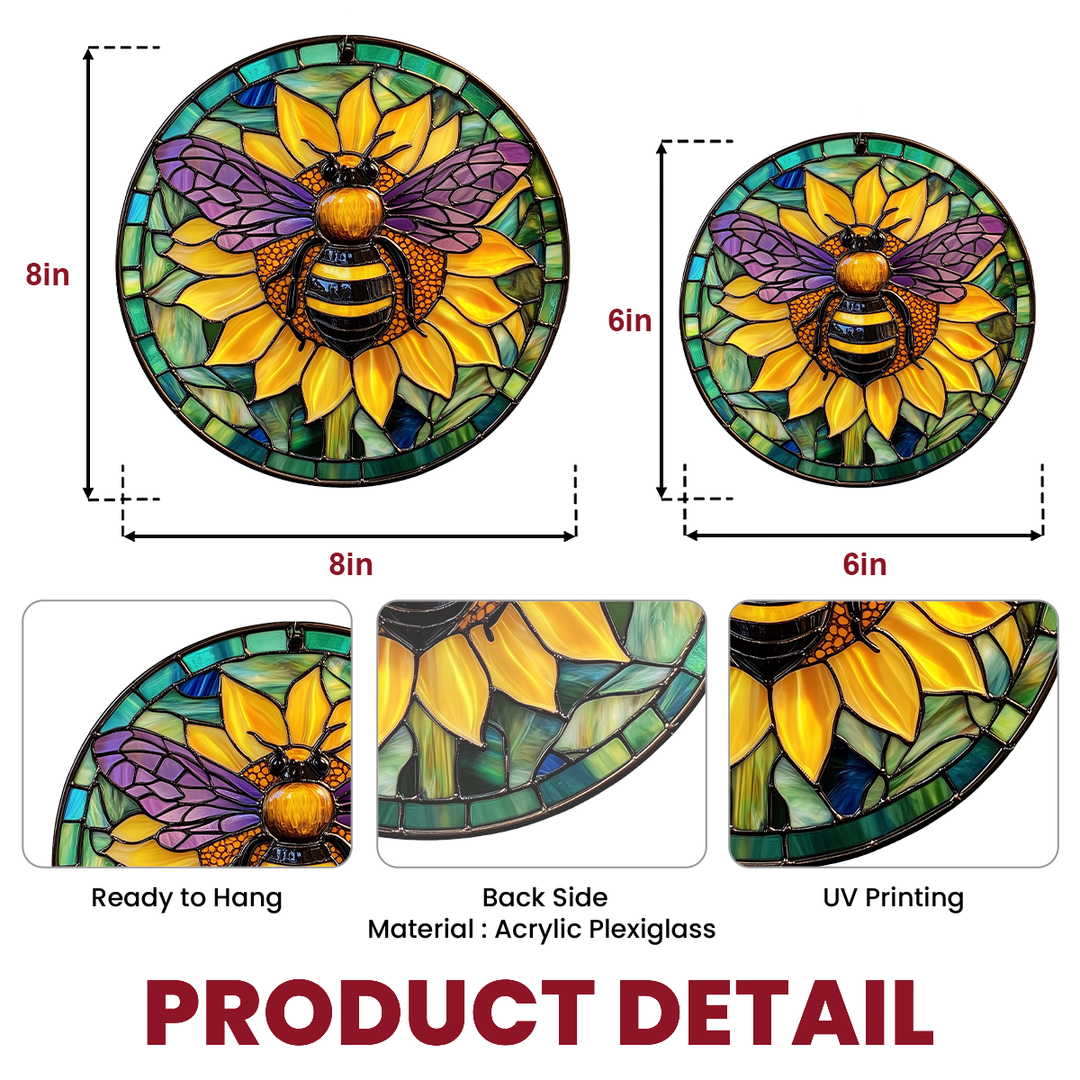 Sunlit Bumblebee - Stained Glass Window Hanging Suncatcher NCU0TH020