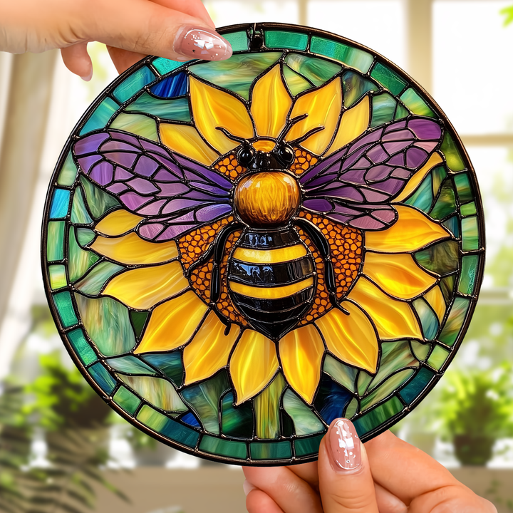 Sunlit Bumblebee - Stained Glass Window Hanging Suncatcher NCU0TH020
