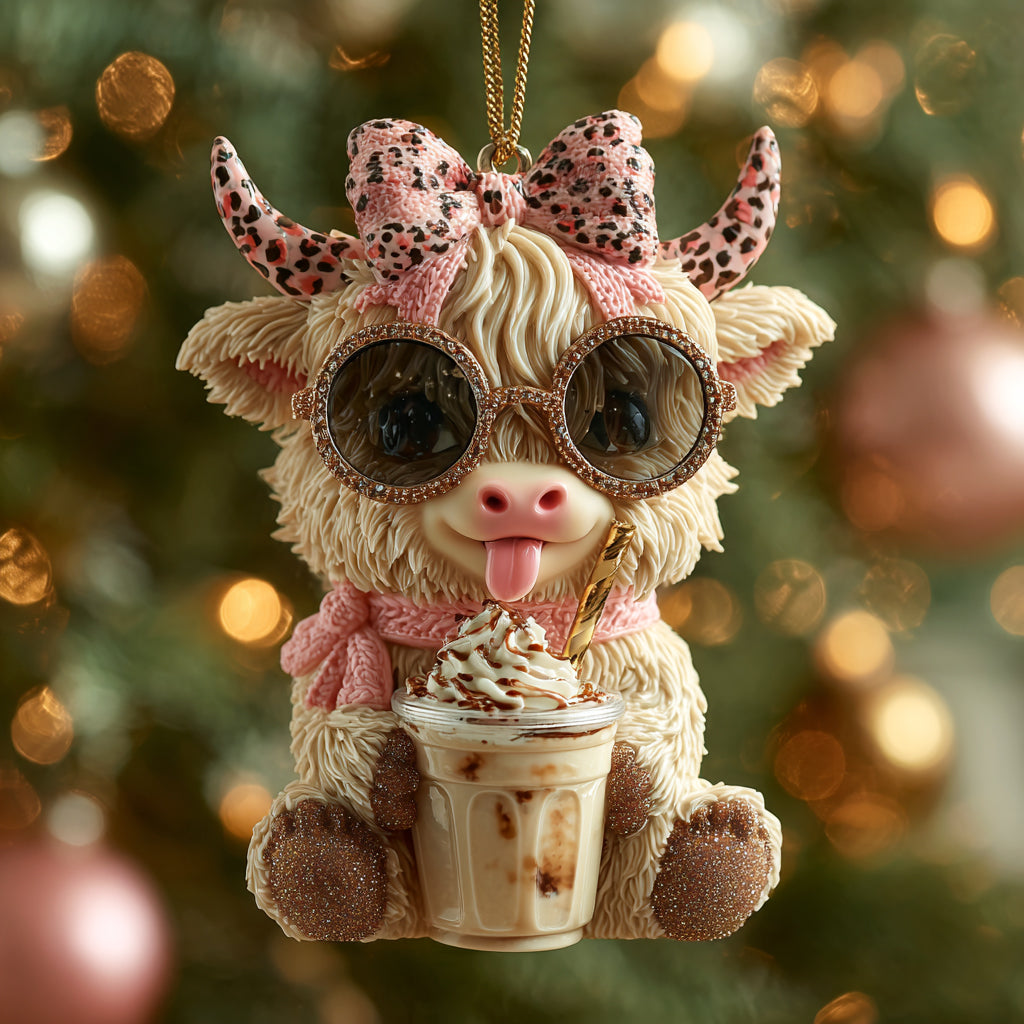 Sweet Sip Cow Mica Ornament NCU0HT120