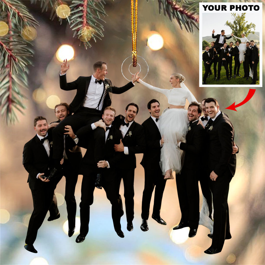 Our Perfect Day - Personalized Photo Mica Ornament - Christmas Gift For Newlywed Couples, Family Members