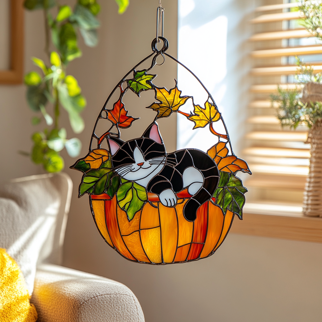 Thanksgiving Blessings Cat - Window Hanging Suncatcher NCU0PD107