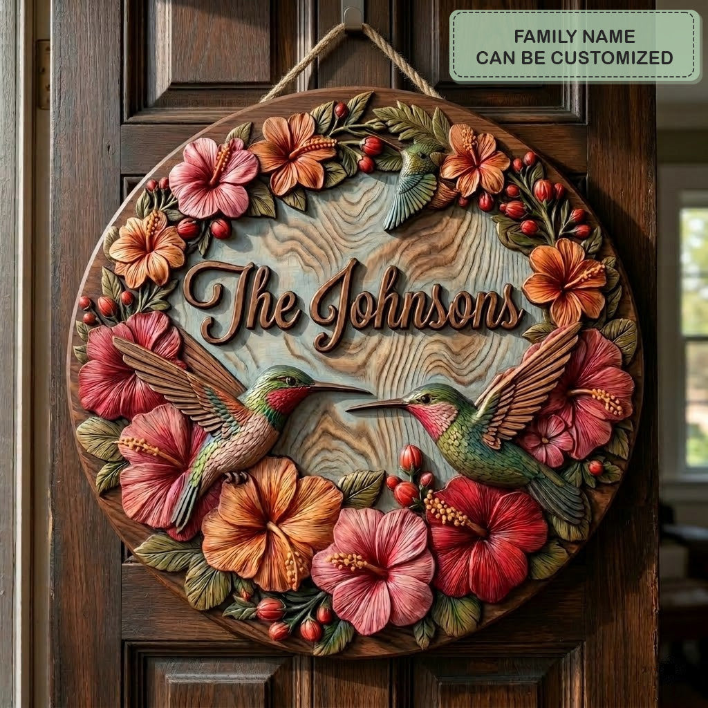 Tropical Hummingbird Personalized Custom Door Sign AGC0VL063
