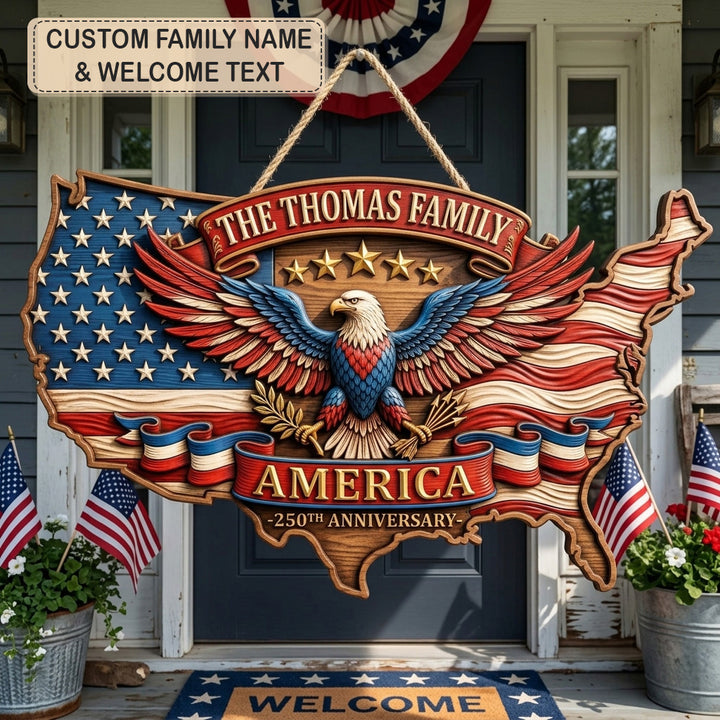 USA Map Pride Personalized Custom Door Sign AGC0VL090