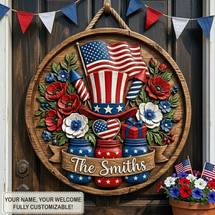 Uncle Sam Fireworks Personalized Custom Door Sign AGC0VL067