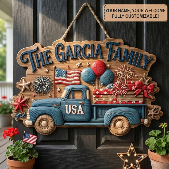Vintage Fireworks Truck Personalized Custom Door Sign AGC0VL071