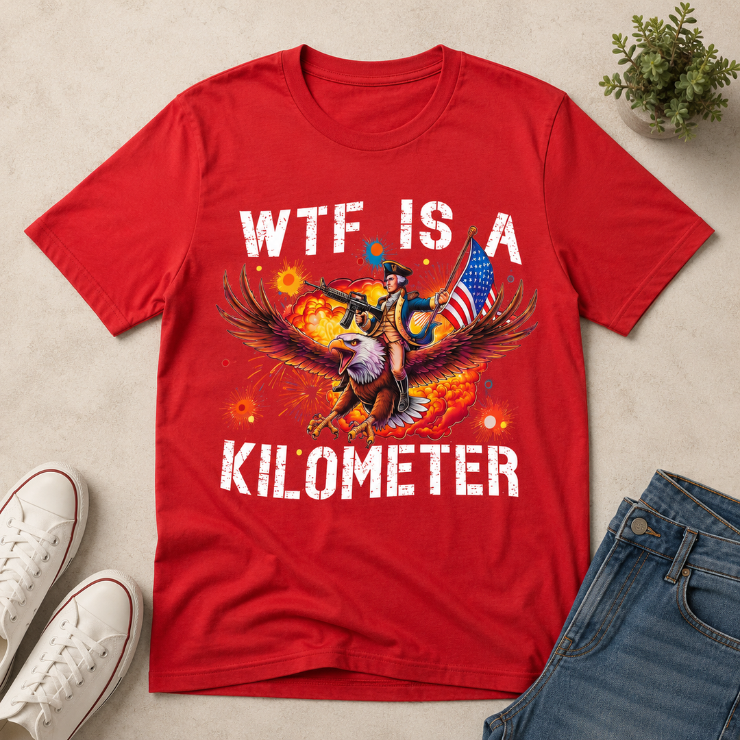 WTF Is A Kilometer Eagle T-Shirt - 4th of July Gifts For Dad, Brother, Husband, Veterans NCU0VL108