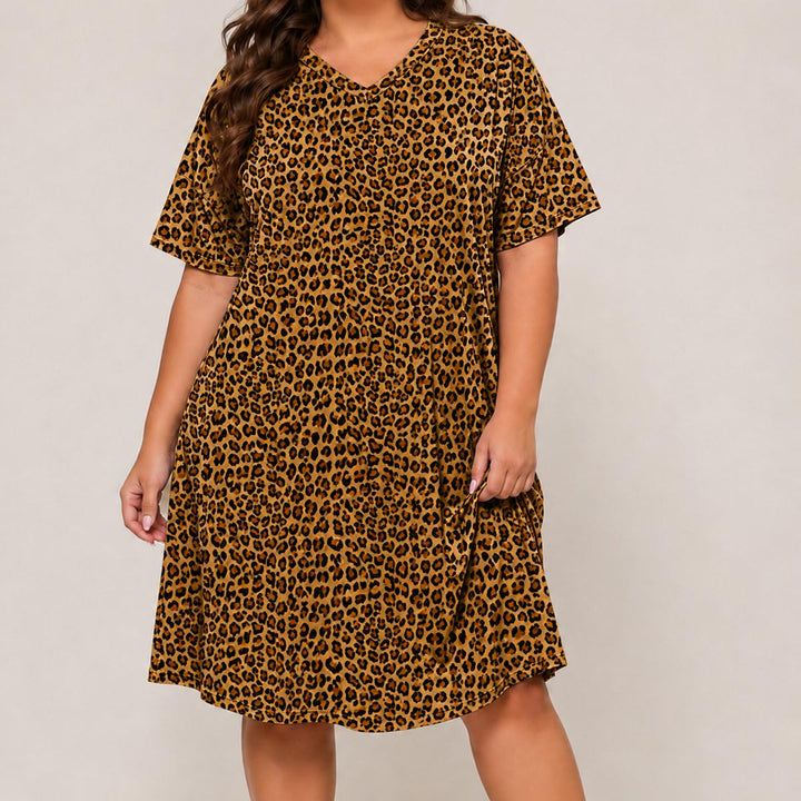 Wild Grace Short Sleeve V Neck Midi Dress NCU0DV142