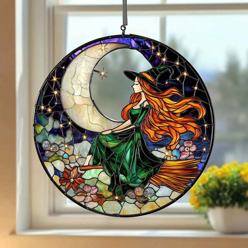 Witch Halloween Flying - Window Hanging Suncatcher NCU0PD035