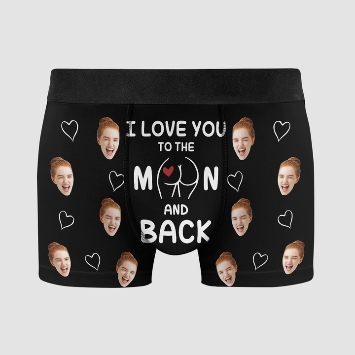 I Love You To The Moon And Back - Personalized Custom Men's Boxer Briefs - Gift For Couple, Boyfriend, Husband