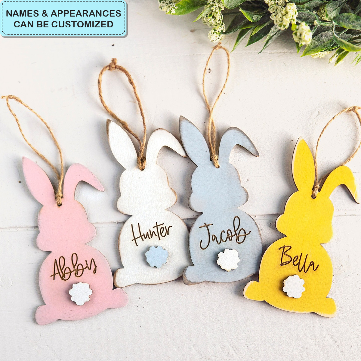 Lovely Bunny Decor Tag - Personalized Custom 2 Layer Basket Tag - Easter Gift For Family Members, Grandma, Mom