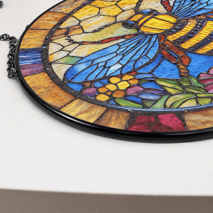 Bee Blossom Glow - Stained Glass Window Hanging Suncatcher NCU0TH019