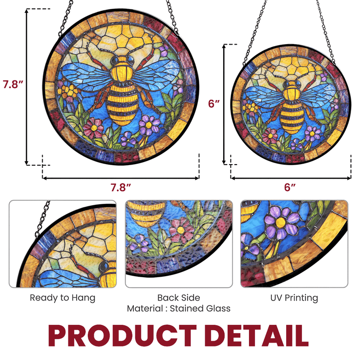 Bee Blossom Glow - Stained Glass Window Hanging Suncatcher NCU0TH019