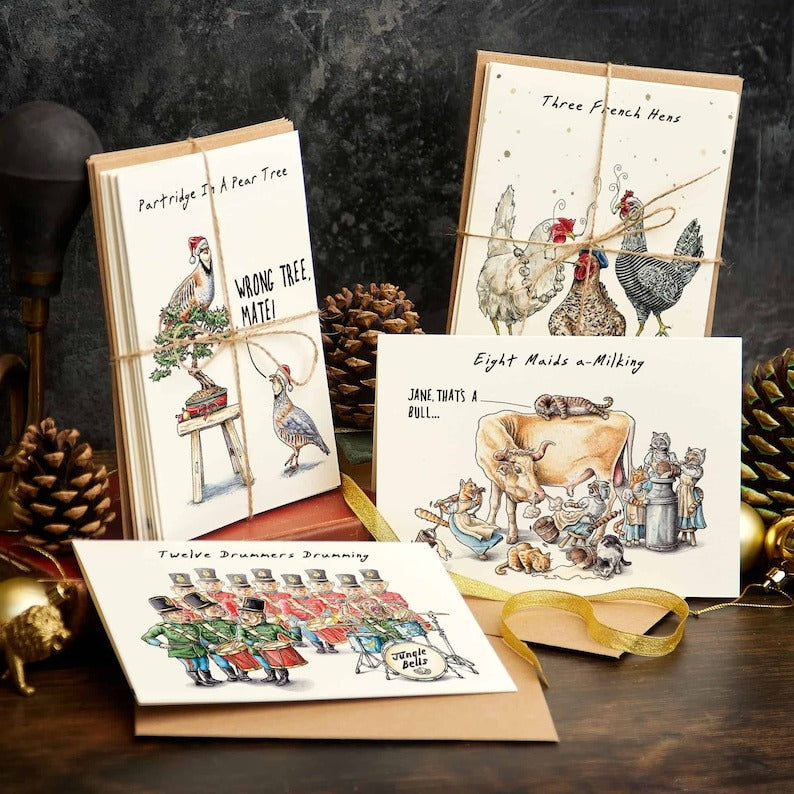 12 Days Of Christmas Card Set - Holiday Pack - Set 12 Cards