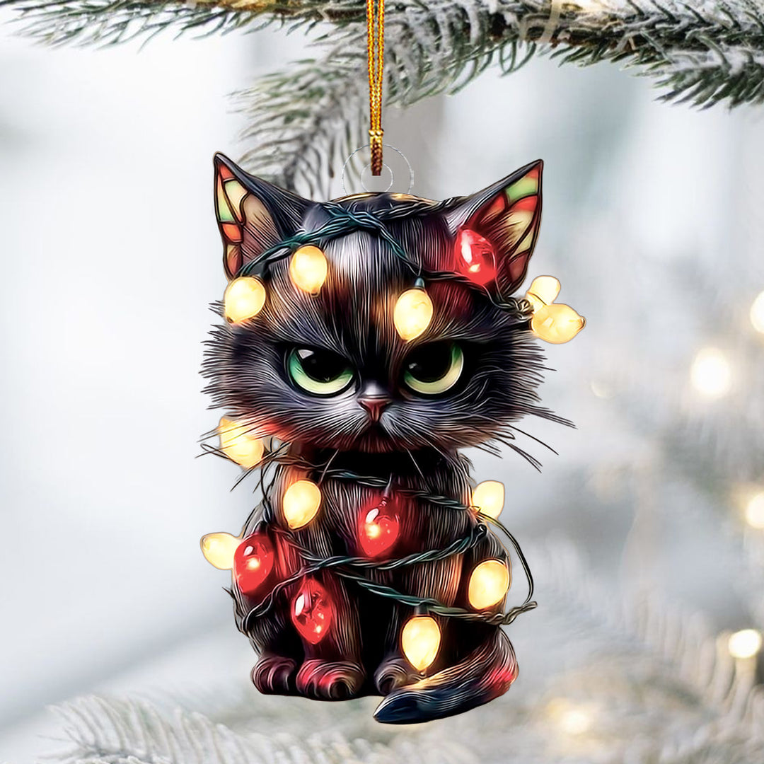 Black Cat Christmas Mica Ornament NCU0HT020