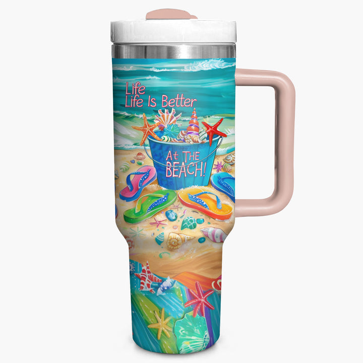 Life Is Better At The Beach - Tumbler with Handle - NCU0TL006