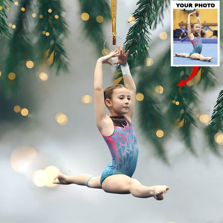 Split Gymnast - Personalized Photo Mica Ornament - Christmas Gift For Kids, Family Members