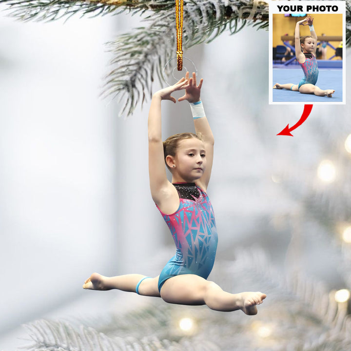 Split Gymnast - Personalized Photo Mica Ornament - Christmas Gift For Kids, Family Members